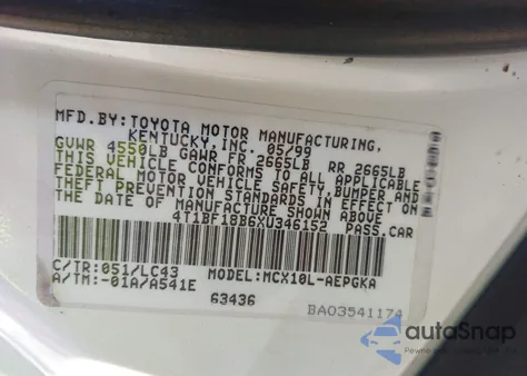 1999 Toyota Avalon Xls from USA, damaged, VIN 4T1BF18B6XU346152